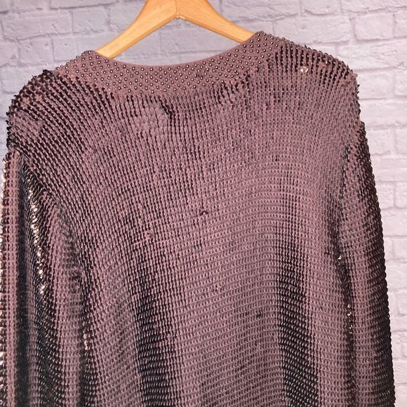 New Vintage 80s Gardy California M Luxe Sequin Embellished Knit Cardigan Sweater - Picture 4 of 6